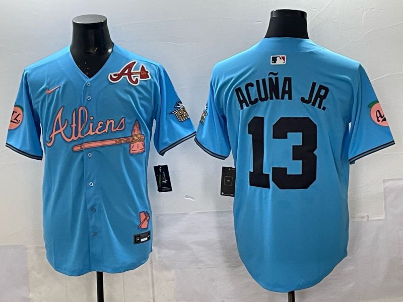Men Atlanta Braves Nike #13 Acuna jr Light blue 5th generation Joint Name 2025 MLB Jersey 06->atlanta braves->MLB Jersey